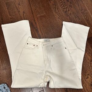 Cream Abercrombie and Fitch Curve Love Vintage Flare High Rise Jeans